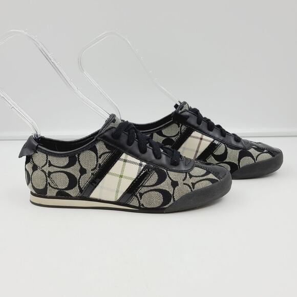 Coach Paxton 6.5M A1439 monogram logo black flats comfort Sneakers EUC - Picture 3 of 10